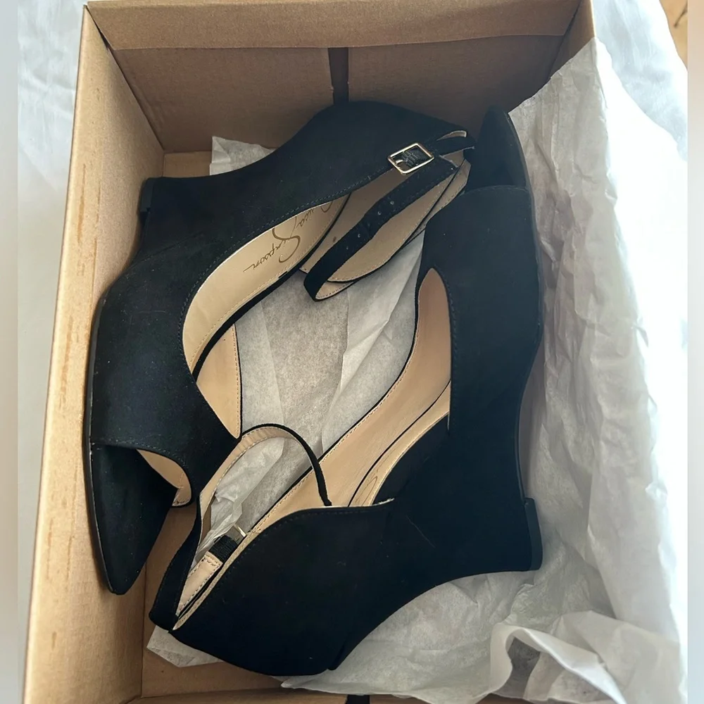 Jessica Simpson peep toe wedge sandal size 8 1/2 M - Picture 3 of 9